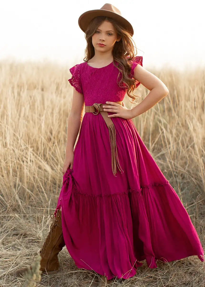 Langes Sommerkleid für Mädchen in zarten Farben