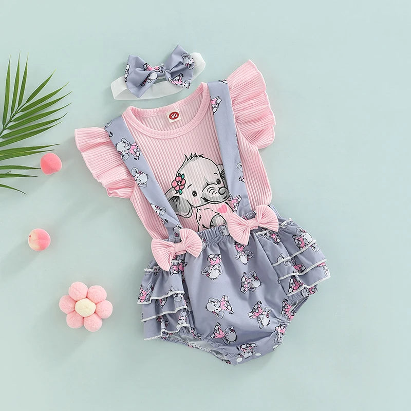 Outfit 3-teilig für Mädchen | Elefant & Kuh