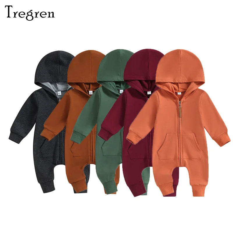 Baby Overall mit Kapuze einfarbig