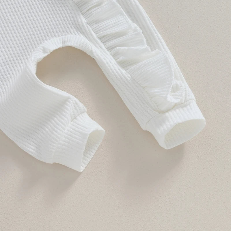 Baby Overall & Kopfband mit Rüschen im Rippstrick-Design für Mädchen