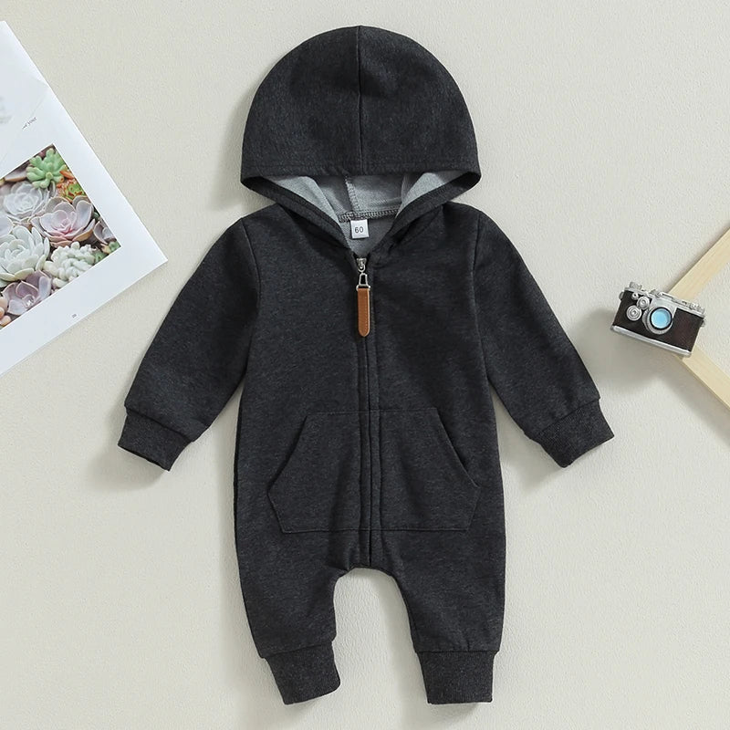 Baby Overall mit Kapuze einfarbig