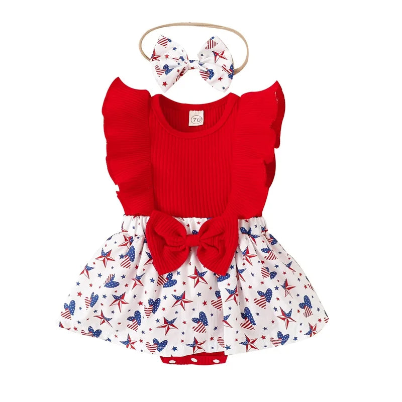 Babykleid mit Kopfband im Rippstrickdesign mit Rüschen & Schleifen