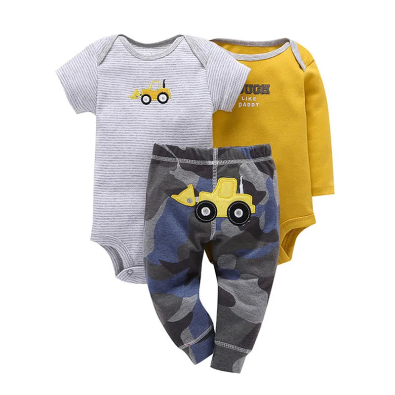 3-teiliges Set für Jungen in verschiedenen Designs | 2x Body, 1x Hose