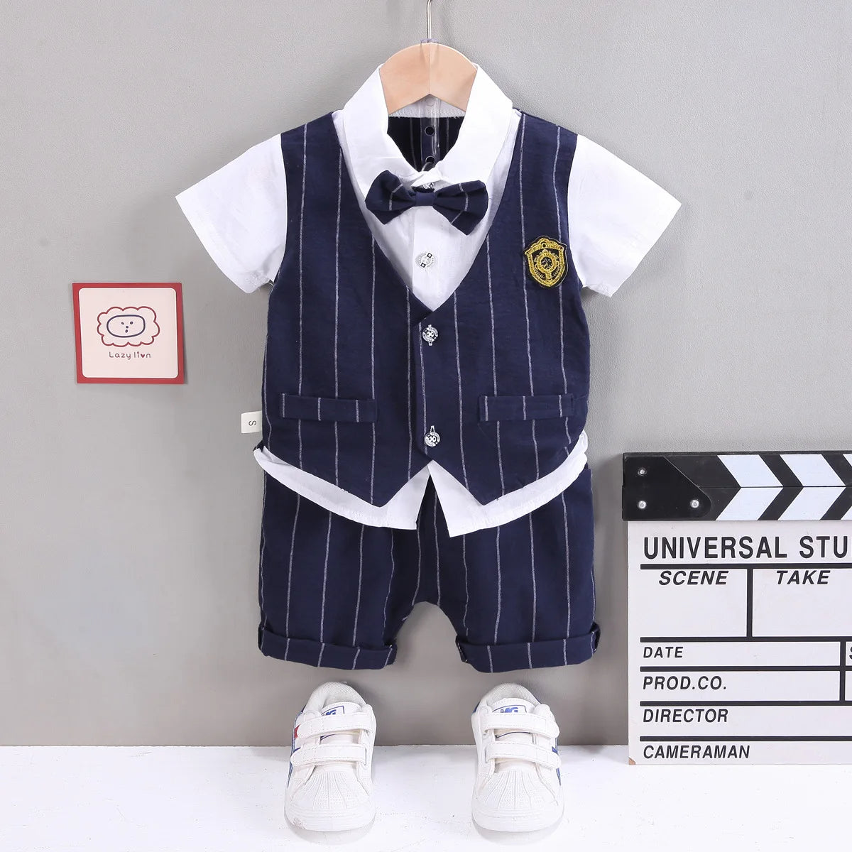 Stylisches 3-teiliges Outfit für kleine Jungs – Weste, Hemd & Shorts
