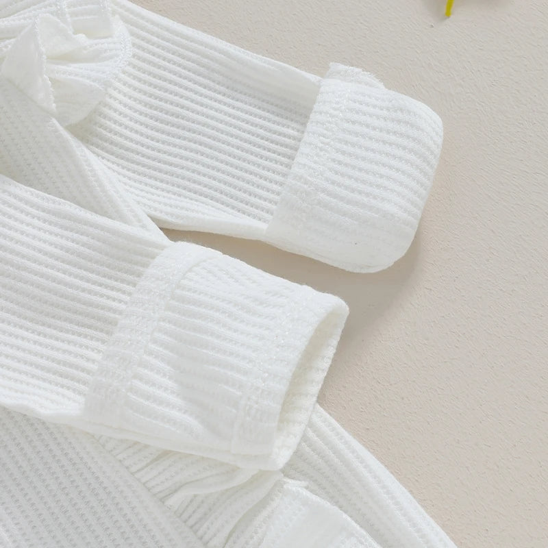 Baby Overall & Kopfband mit Rüschen im Rippstrick-Design für Mädchen