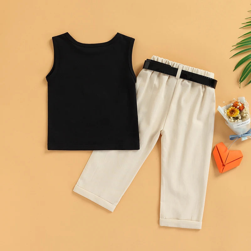 2-teiliges Set – Elegantes Top & Komfort-Hose mit Gürtel