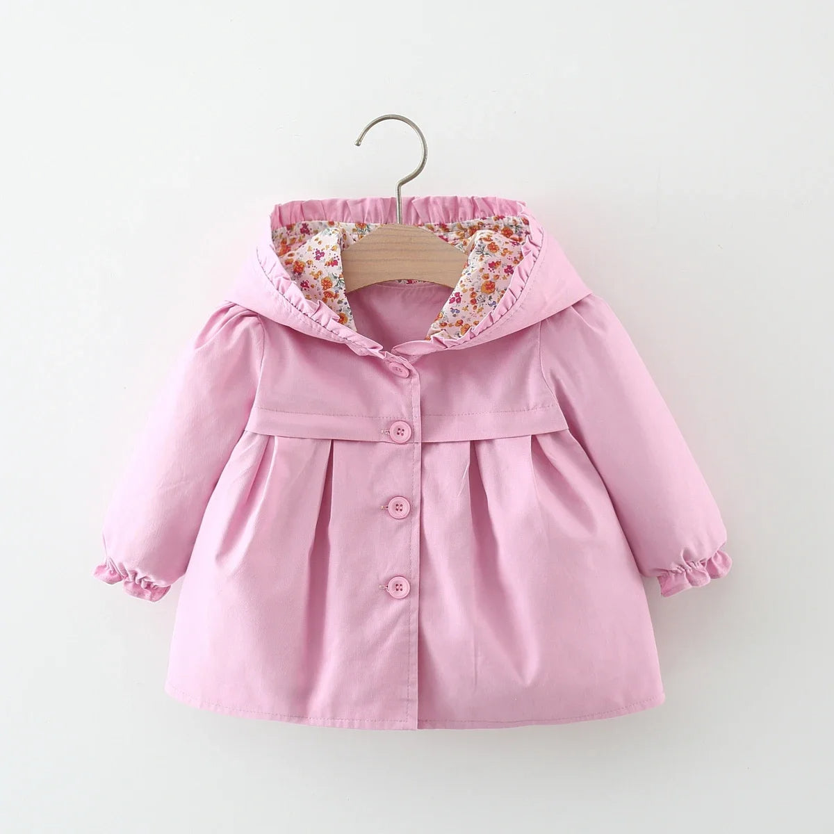Mädchen Kapuzenjacke mit Blumenfutter – 8 Farben
