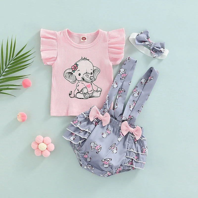 Outfit 3-teilig für Mädchen | Elefant & Kuh