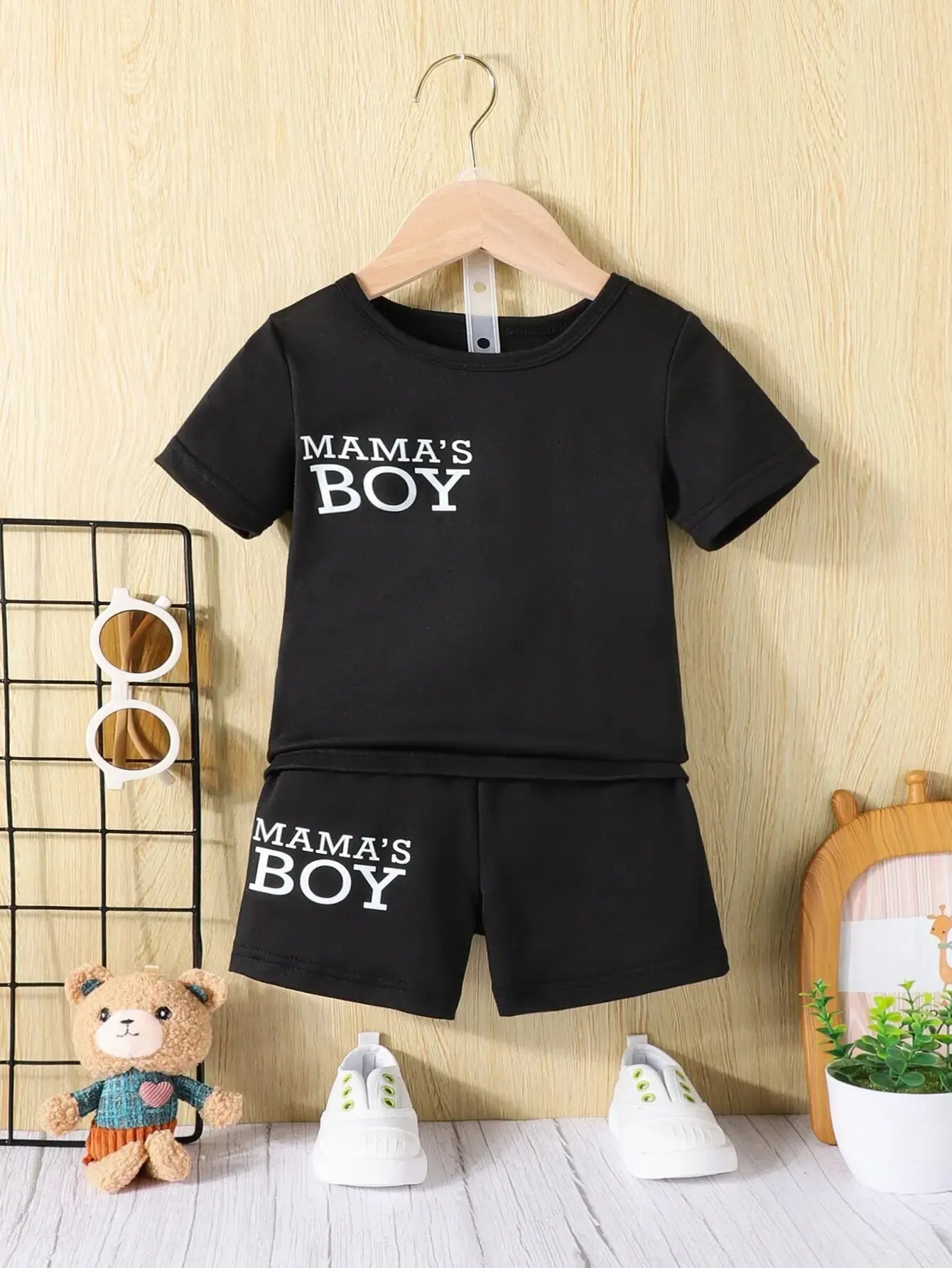 Set 2-teilig für Babys & Kleinkinder | Mama's Boy Kurz in Schwarz