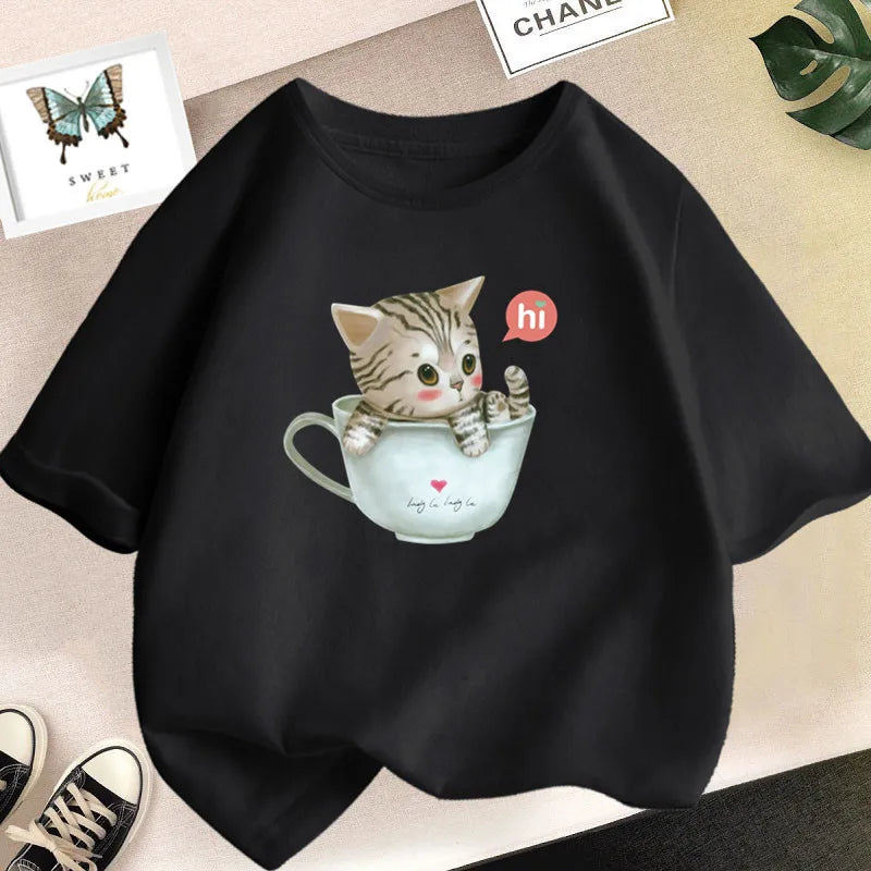 Niedliches Kinder-T-Shirt mit Katzenmotiv