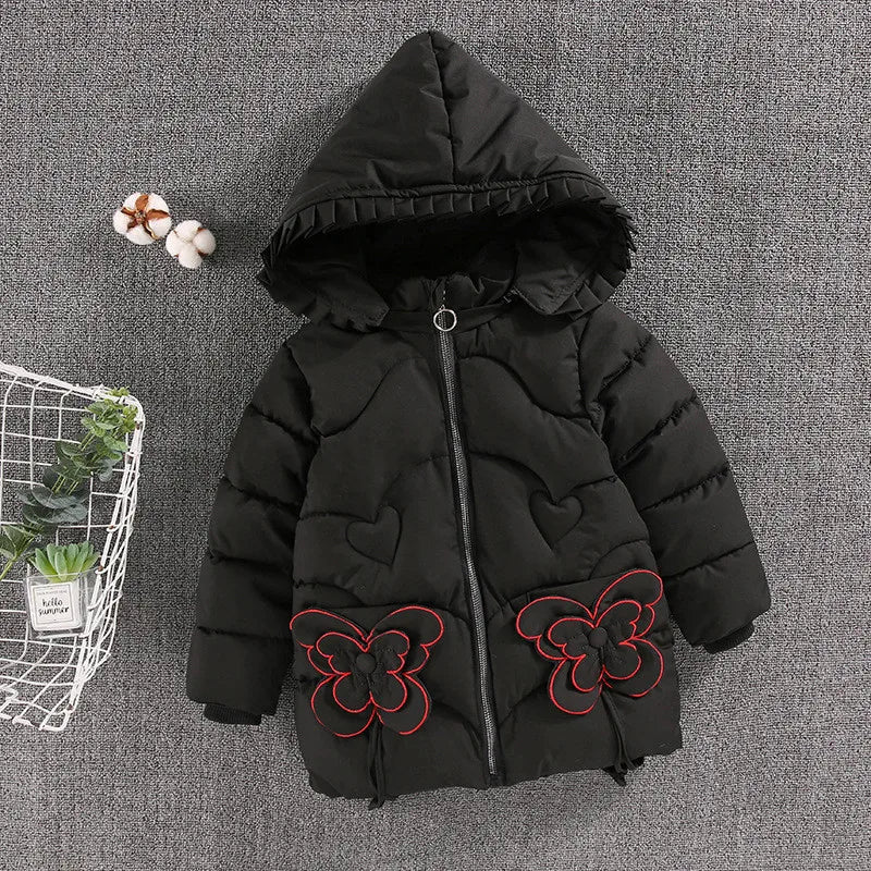 Zauberhafte Kinder-Winterjacke mit Schmetterlingsdesign