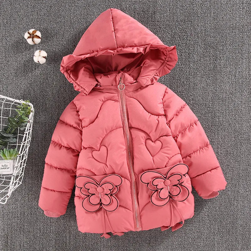 Zauberhafte Kinder-Winterjacke mit Schmetterlingsdesign