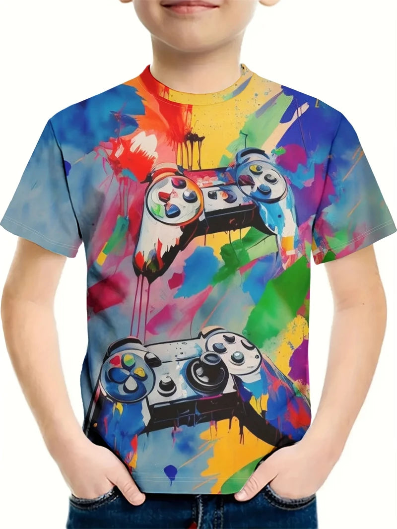 Stylisches Gamer T-Shirt mit All-Over-Print für Groß und Klein