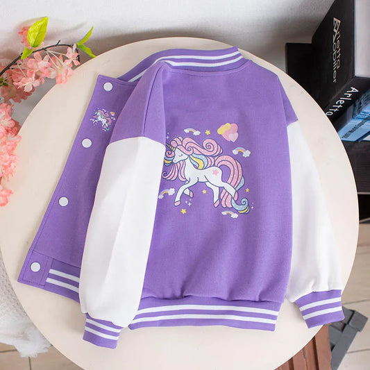 Collegejacke / Bomberjacke für Mädchen mit Einhorn-Motiv ohne Kapuze
