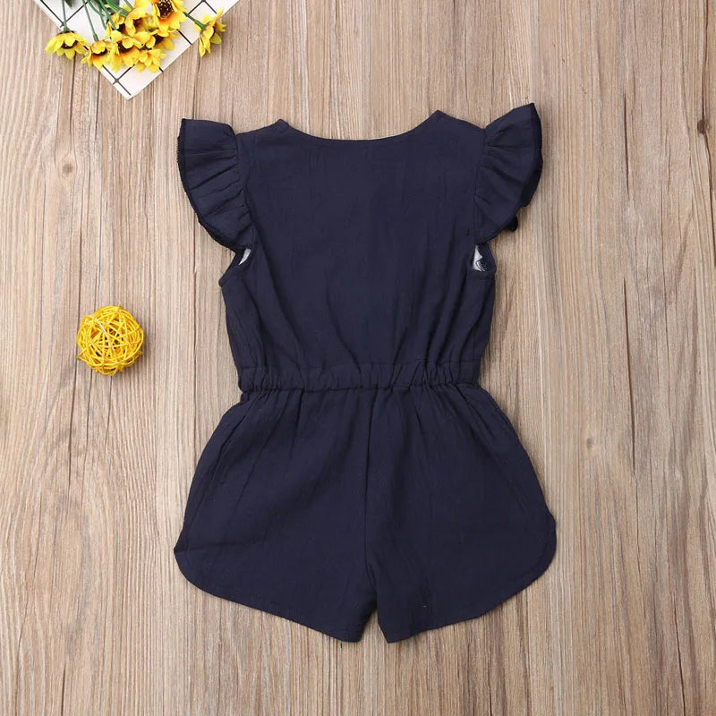 Zauberhafter Kinder-Jumpsuit mit Schleife und Knöpfen