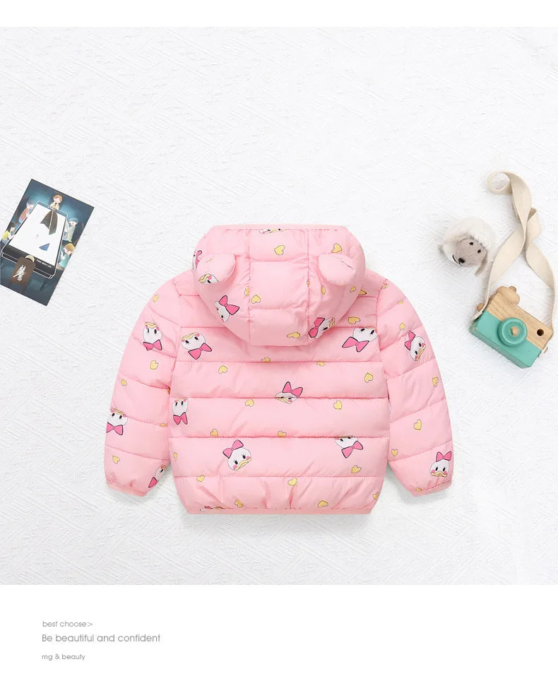Kinder Winterjacke mit Kapuze und niedlichen Ohren / Daunenjacke / Steppjacke