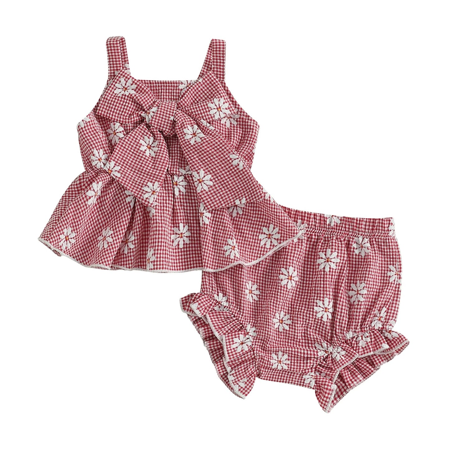 Baby Mädchen Zweiteiler mit Schleife & Rüschen