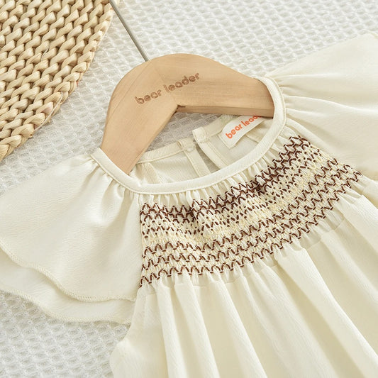 Mädchen Sommer Set mit bestickter Bluse & weiter Hose