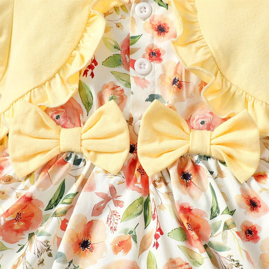Baby Kleid mit Blumenmuster & Stirnband
