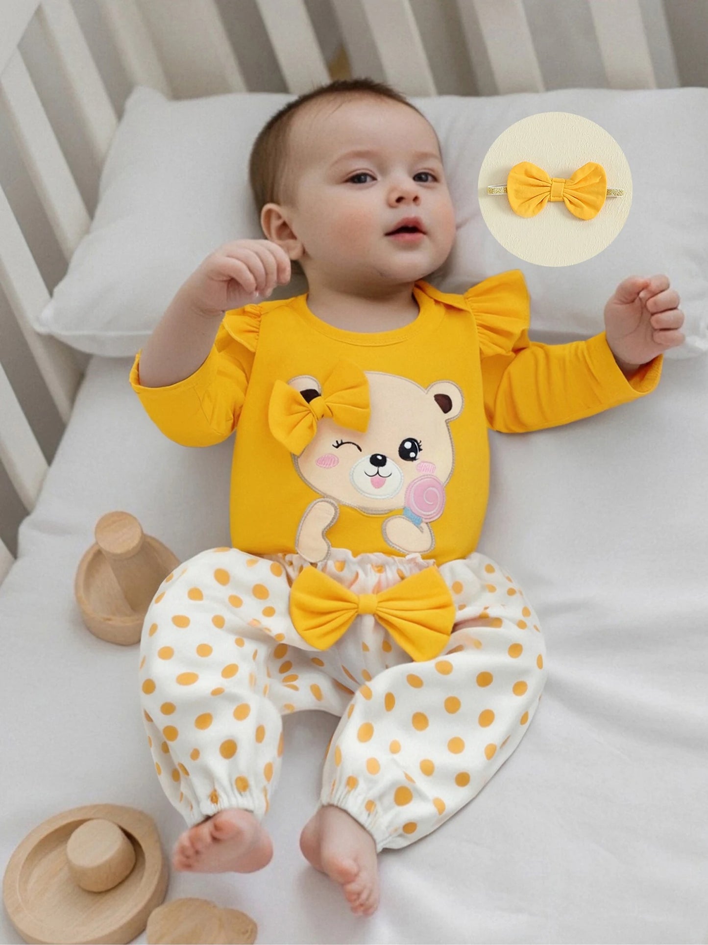 3-teiliges Baby Set mit Body, Hose & Haarband