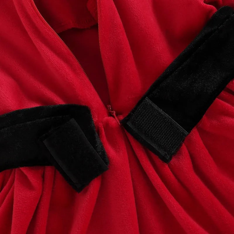 Weihnachtskleid mit Kunstfellbesatz & Haarband