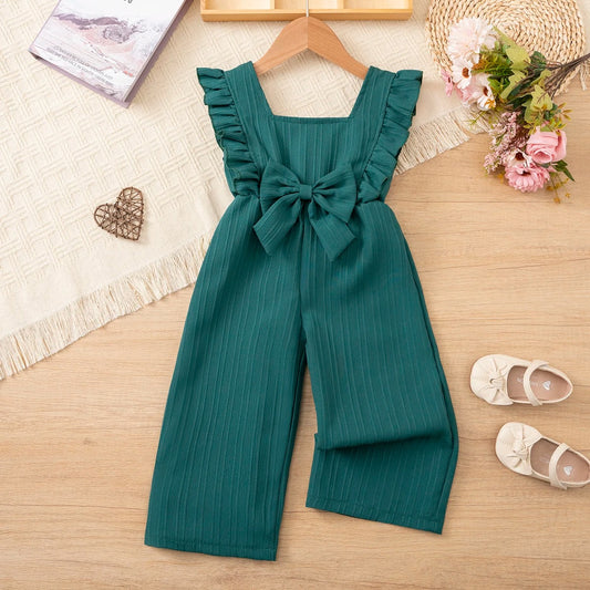 Mädchen Jumpsuit mit Schleife & Rüschen – verspielt & bequem zugleich