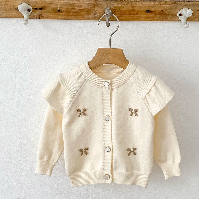 Kinder Strickjacke mit Schleifen – weicher Cardigan für Mädchen