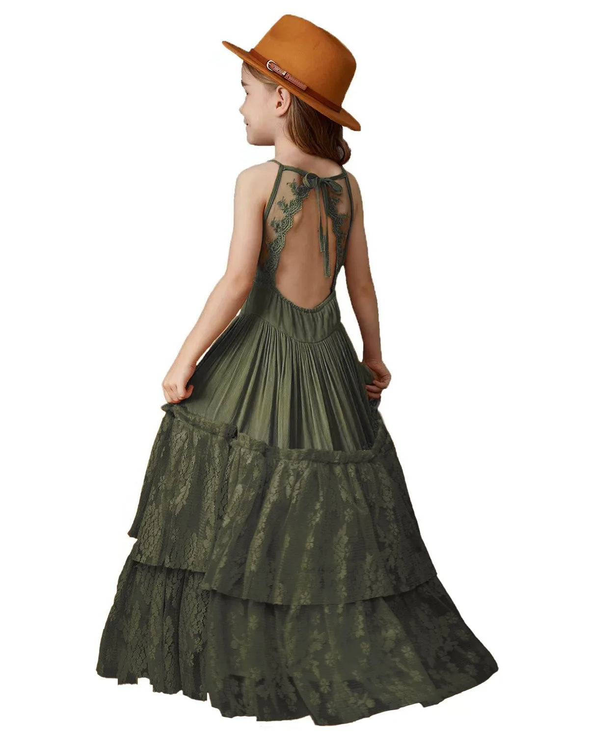 Langes Sommerkleid für Mädchen mit Spitze