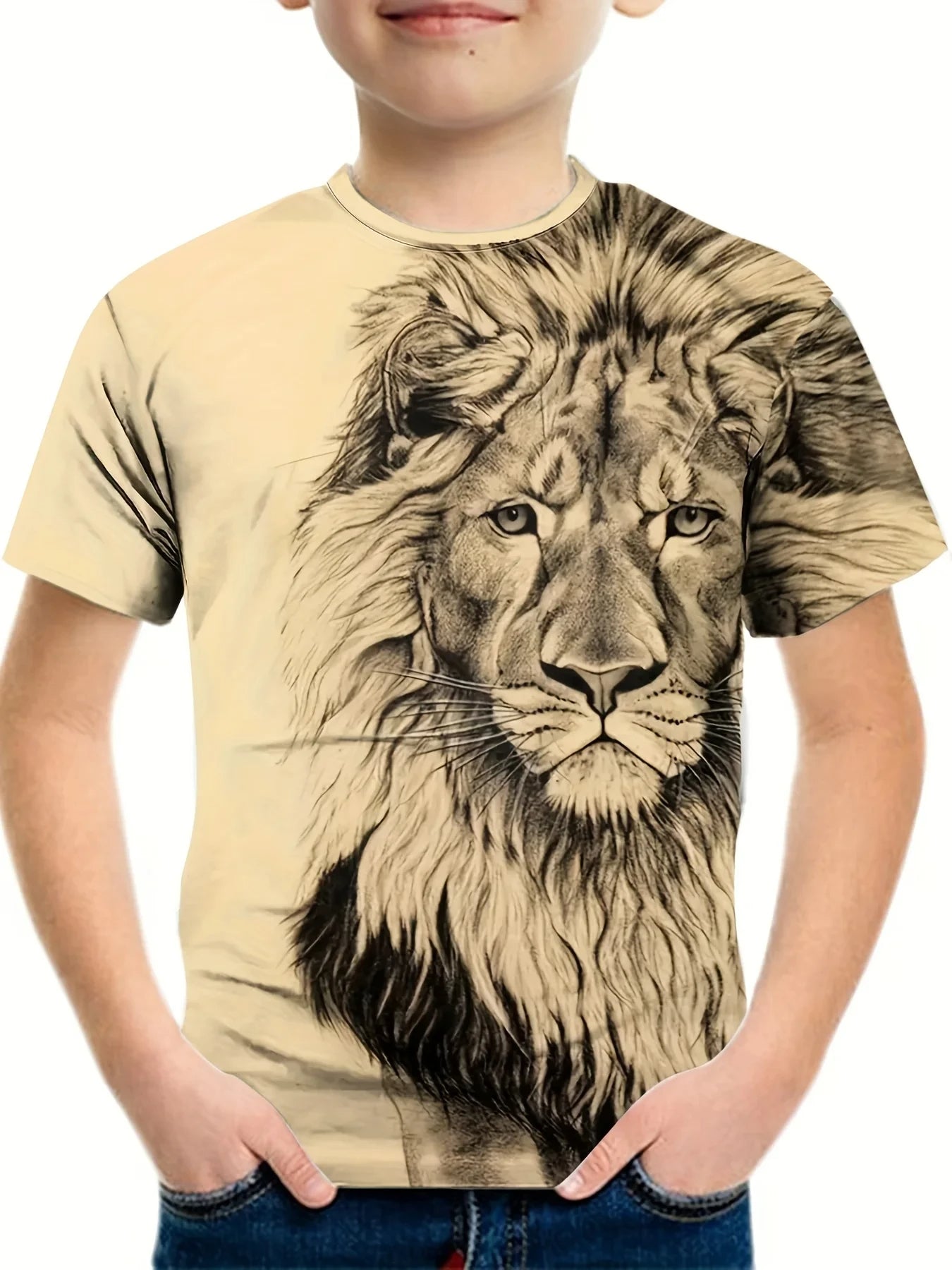 Majestätisches Löwen-T-Shirt für Kinder – Stärke und Stil vereint