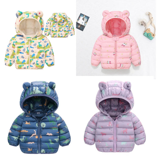 Kinder Winterjacke mit Kapuze und niedlichen Ohren / Daunenjacke / Steppjacke