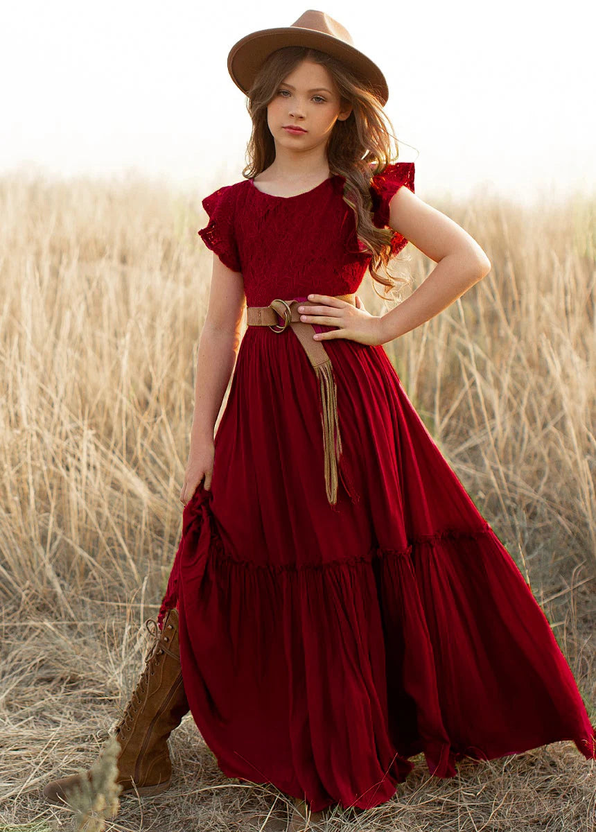 Langes Sommerkleid für Mädchen in zarten Farben