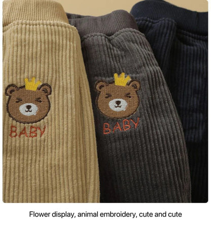 Kinder Cordhosen mit Teddy-Stickerei – Warm, Bequem & Stylisch