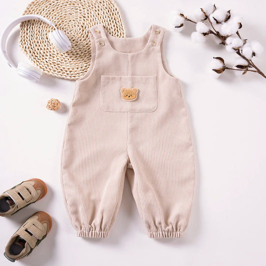 Cord-Latzhose für Babys & Kleinkinder mit Bären-Applikation