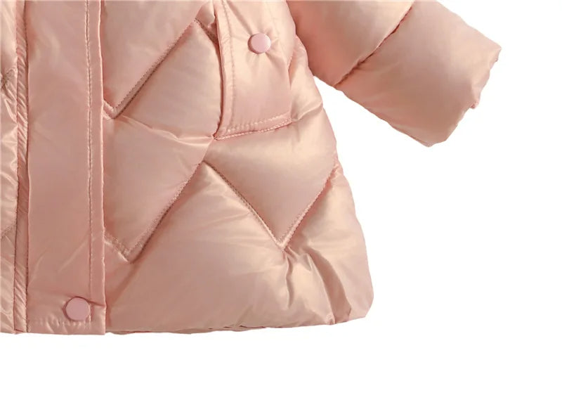 Elegante Mädchen-Winterjacke mit Kunstfellkapuze