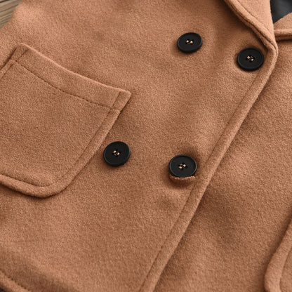 Einfarbiger Wollmantel in den Farben Braun, Schwarz oder Blau