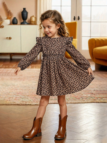 Mädchen Kleid mit Leopardenmuster – Stilvoll & Bequem für kleine Trendsetterinnen