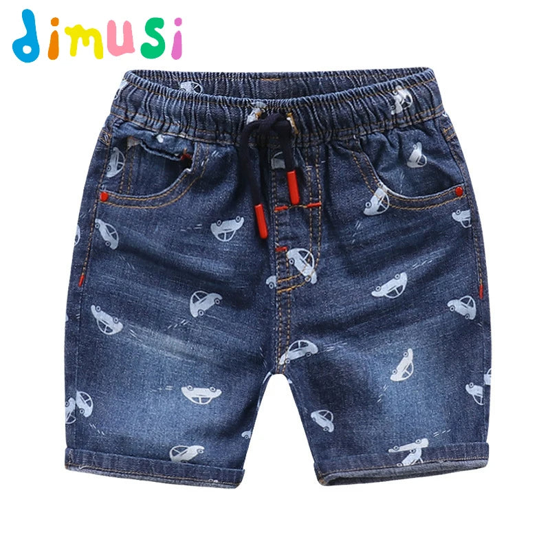 Jeans Shorts mit Auto-Motiven für Jungen