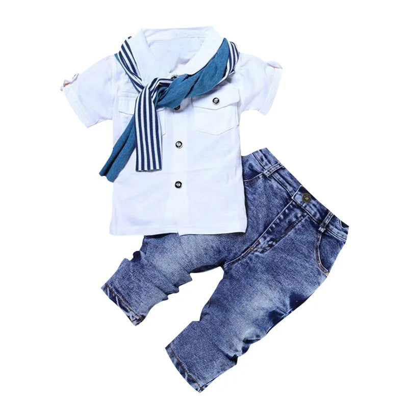 Kinder Set 3-teilig | Hemd, Jeans und Schal