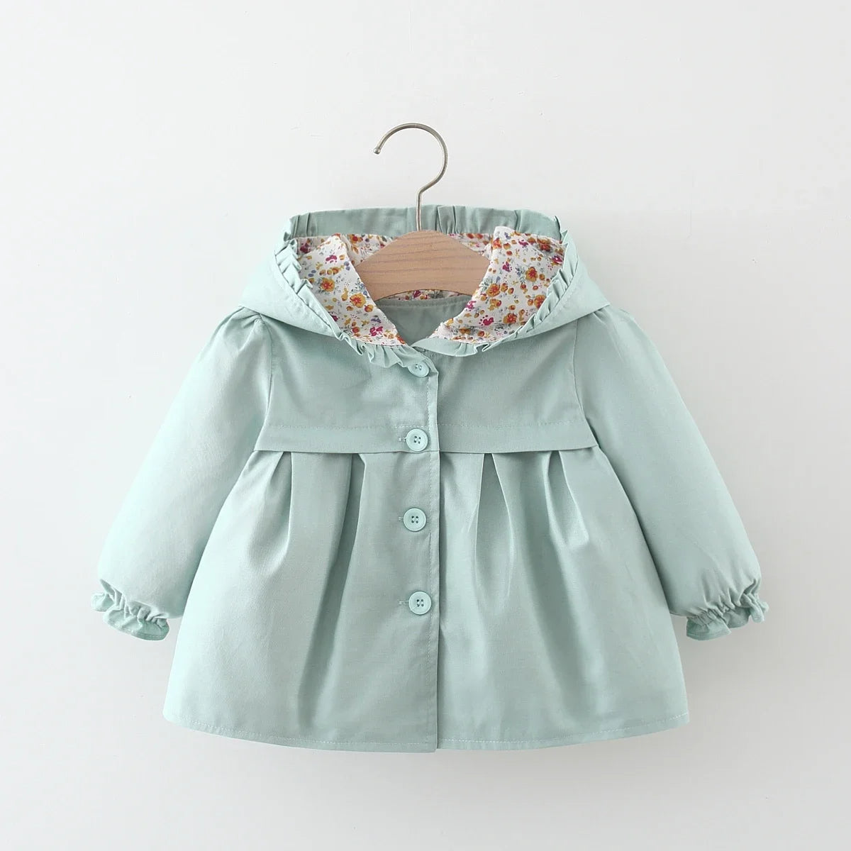 Mädchen Kapuzenjacke mit Blumenfutter – 8 Farben
