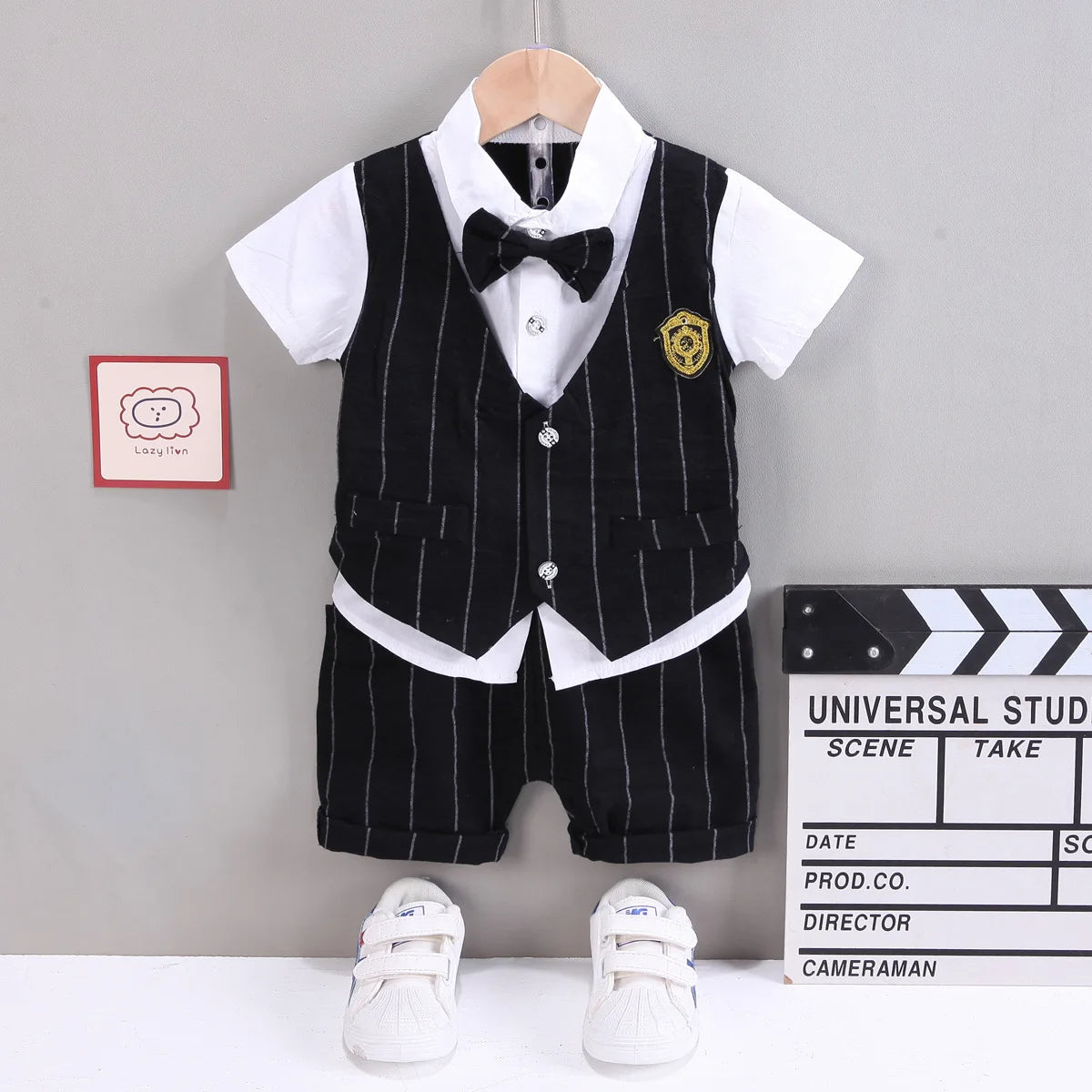 Stylisches 3-teiliges Outfit für kleine Jungs – Weste, Hemd & Shorts