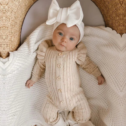 Baby Overall für Mädchen mit Rüschen im Strickdesign