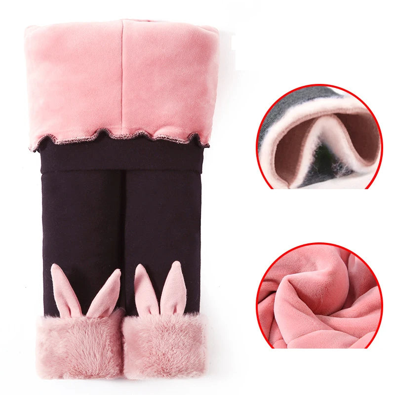 Kinder Leggings für Mädchen mit Fleece-Innenleben | Hase