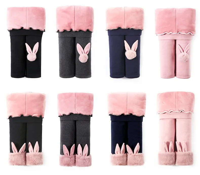 Kinder Leggings für Mädchen mit Fleece-Innenleben | Hase