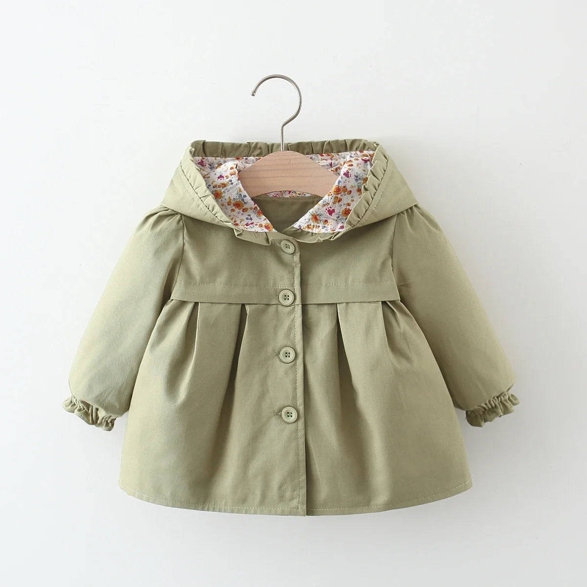 Mädchen Kapuzenjacke mit Blumenfutter – 8 Farben