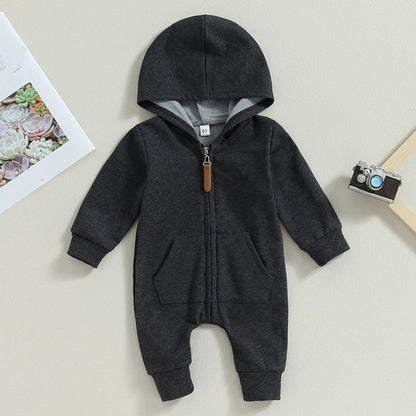 Baby Overall mit Kapuze einfarbig