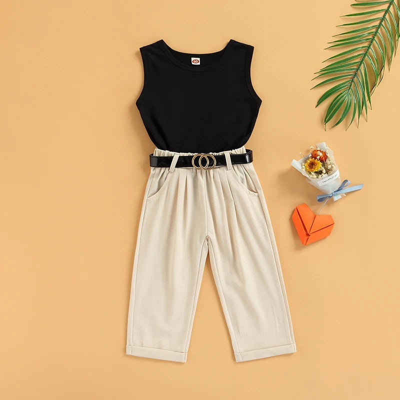 2-teiliges Set – Elegantes Top & Komfort-Hose mit Gürtel