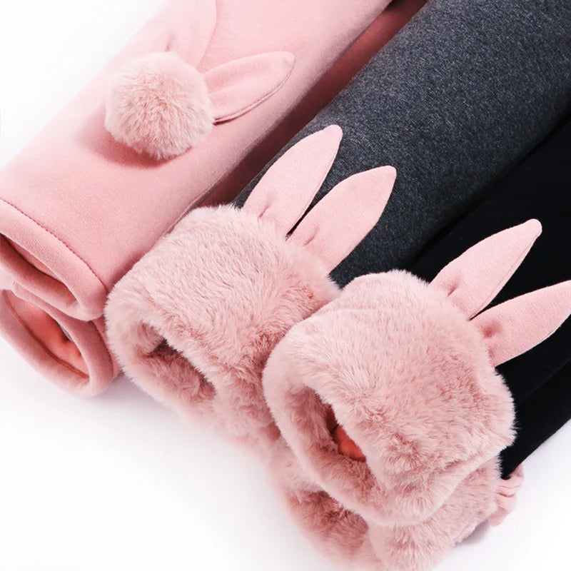 Kinder Leggings für Mädchen mit Fleece-Innenleben | Hase