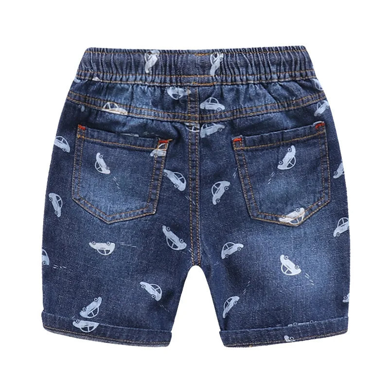 Jeans Shorts mit Auto-Motiven für Jungen