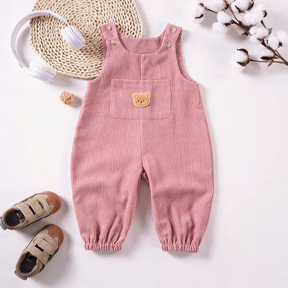 Cord-Latzhose für Babys & Kleinkinder mit Bären-Applikation