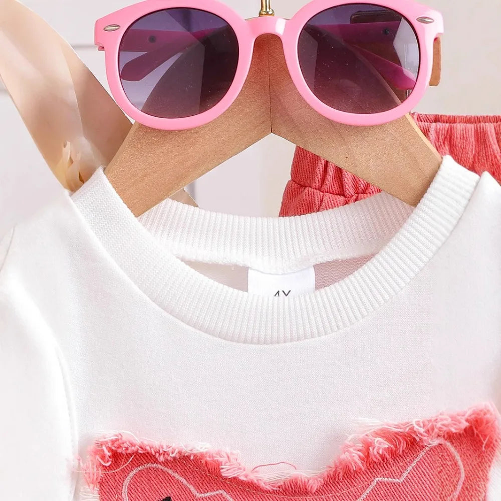 Set für Mädchen – Stylisches 2-teiliges Outfit in Rosa & Weiß